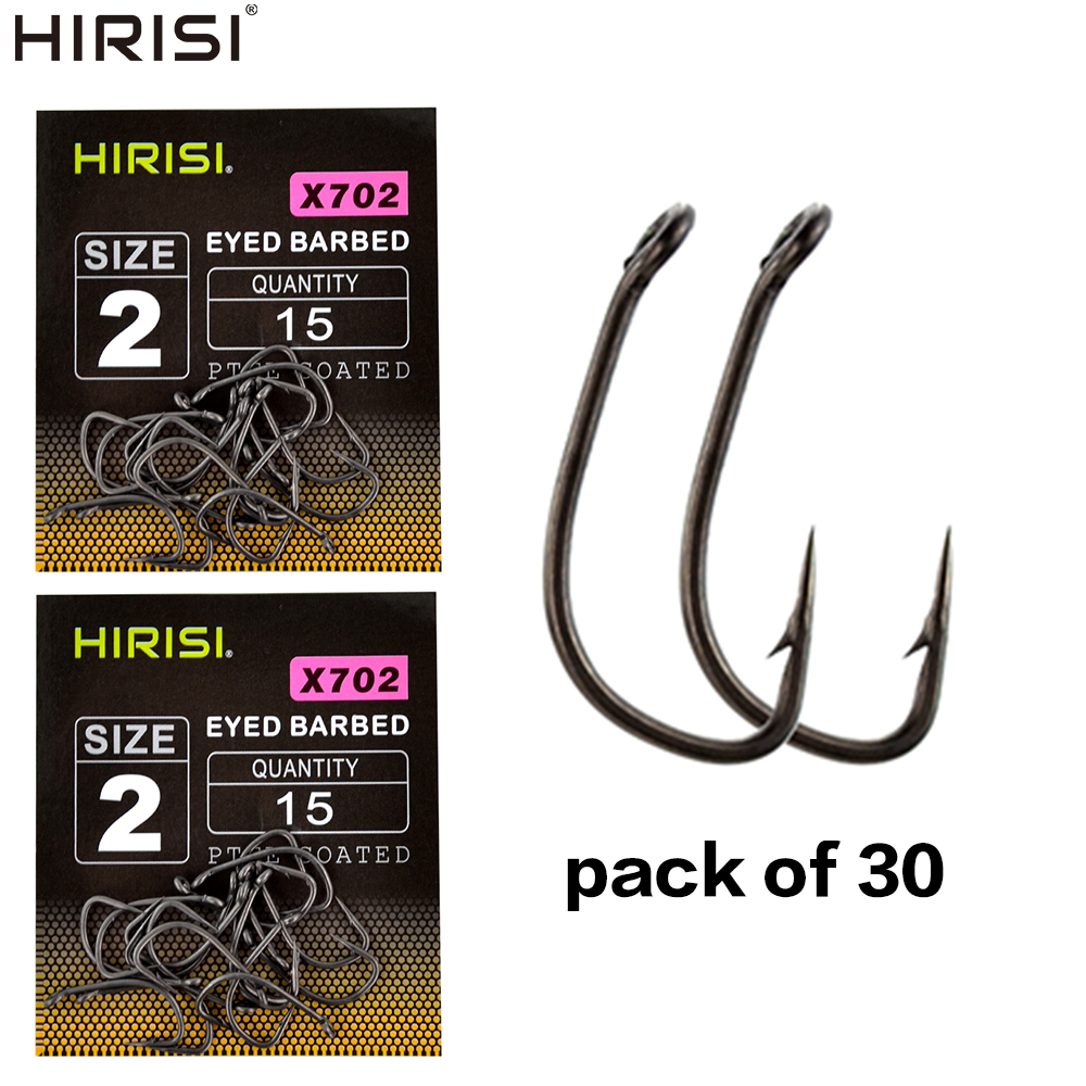Fishing Hook Assortment - 30 個 PTFE コーティングされた高炭素鋼有刺鉄線フィッシュフック目鯉釣りアクセサリー X702