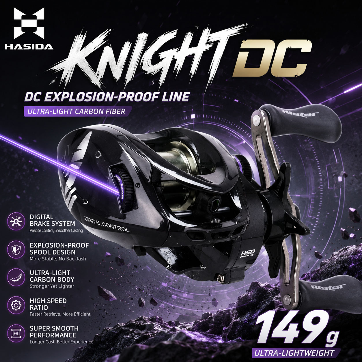 Abu Garcia Reel Max - HASIDA Knight DC ベイトキャスティングリール IDC デジタルブレーキ