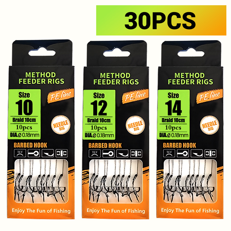 鯉釣り仕掛け プレタイド、メソッドフィーダー＆ヘアリグ、編組 - Fishing Hook Barbless のレビューと価格