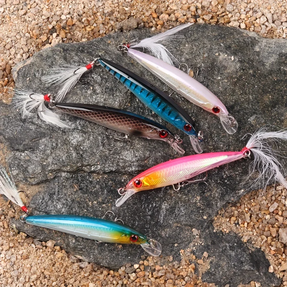 3Dレーザーアイミノールアー,フェザー付きハードベイト,最大 - Fishing Hook Box のレビューと価格