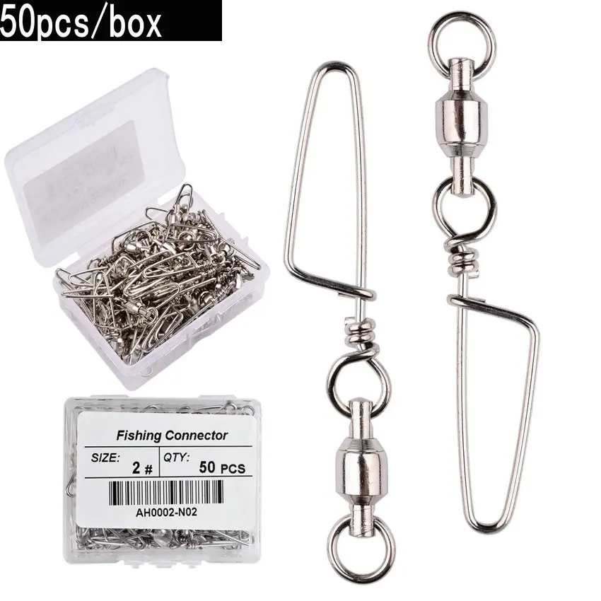 50個 フィッシングボールベアリングスイベル コーストロック - Fishing Hook Stainless Steel のレビューと価格